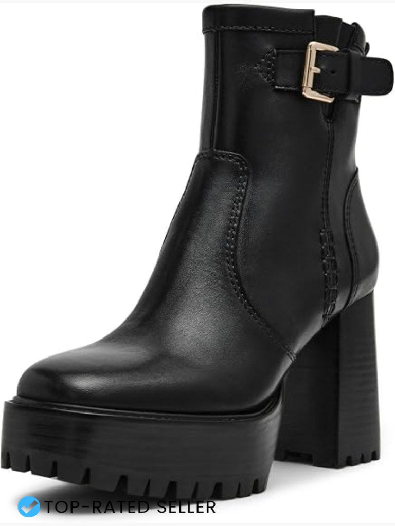 Ankle Bootie Block Heel Zip Closure Leather Fall Shoes